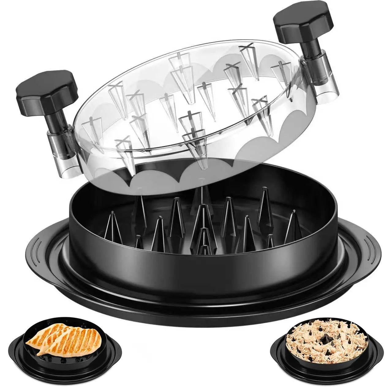 8-Inch Chicken Shredder Tool with Clear Lid, Anti-Slip, Easy to Clean