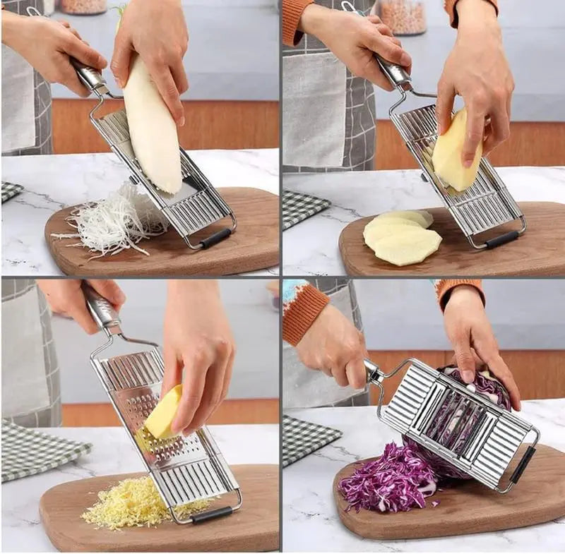 4-in-1 Stainless Steel Vegetable Slicer with Adjustable Blades