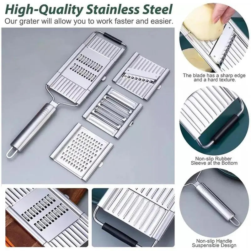 4-in-1 Stainless Steel Vegetable Slicer with Adjustable Blades